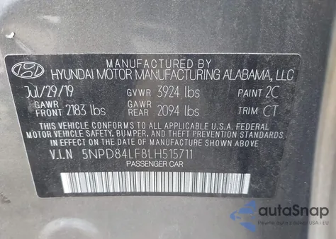 2020 Hyundai Elantra Limited из США, поврежденный, VIN 5NPD84LF8LH515711
